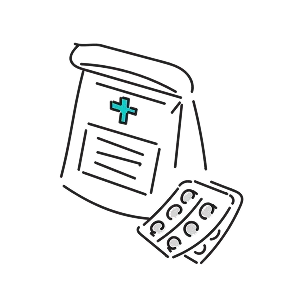 紙袋に入った薬のイラスト