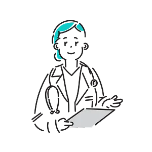 バインダーを持って話す女性医師のイラスト